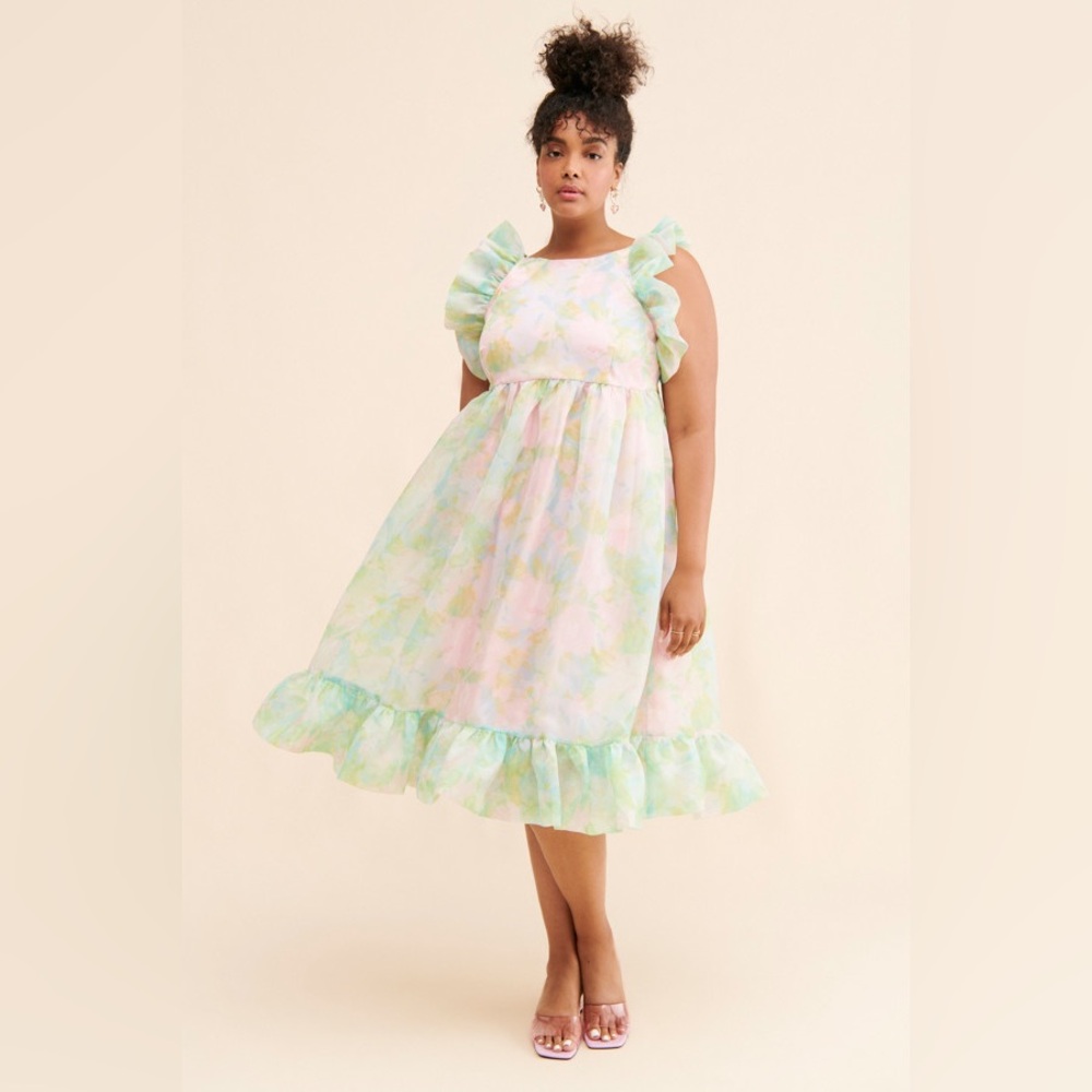 Selkie x Maison Amory ruffle romance midi dress